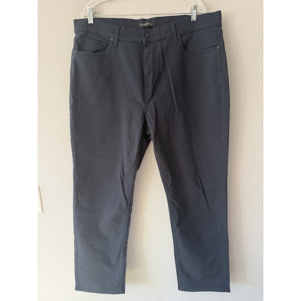 Banana Republic Men's Stretch Fabric Slim Fit 5-Pocket Pants, Black, 40X30